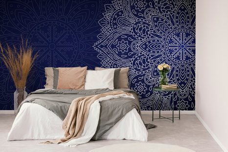 TAPETA TMAVĚ-MODRÁ MANDALA - TAPETY FENG SHUI - TAPETY