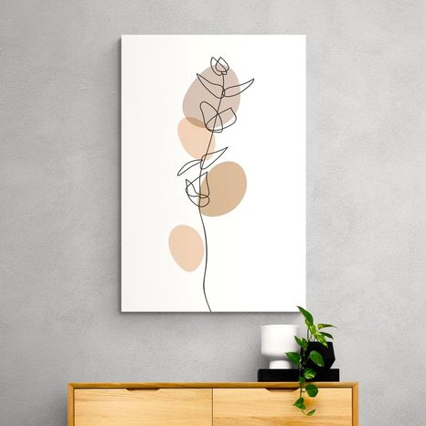 STAMPA SU TELA – FOGLIA MINIMALISTA SU SFONDO BIANCO NO4 - QUADRI FORME ASTRATTE - STAMPE E QUADRI