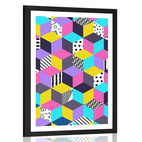 POSTER MIT PASSEPARTOUT BUNTES MUSTER - POP-ART - POSTER