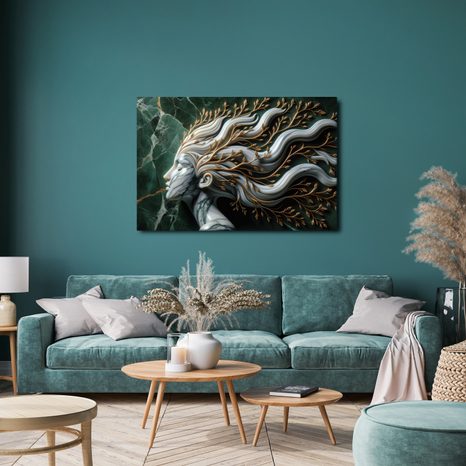 OBRAZ LESNÍ BOHYNĚ S VĚTVEMI VE VLASECH - OBRAZY ŽENY - OBRAZY