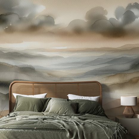 SAMOLEPÍCÍ TAPETA AKVARELOVÁ KRAJINA V MLZE - TAPETY PODLE MOTIVU - TAPETY