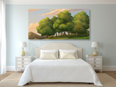 WANDBILD SONNENUNTERGANG ÜBER DER LANDSCHAFT - BILDER VON NATUR UND LANDSCHAFT - BILDER