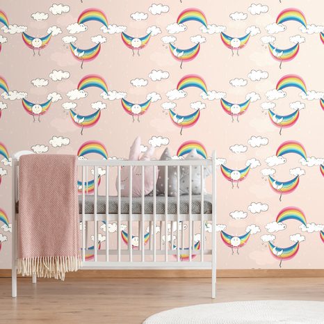 PAPIER PEINT GAI ARC-EN-CIEL - PAPIER PEINT POUR ENFANTS - PAPIER PEINT