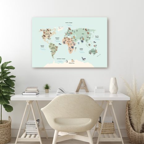 WANDBILD AUF KORK TIERWELT AUF DER KARTE - WANDBILDER AUF KORK - BILDER