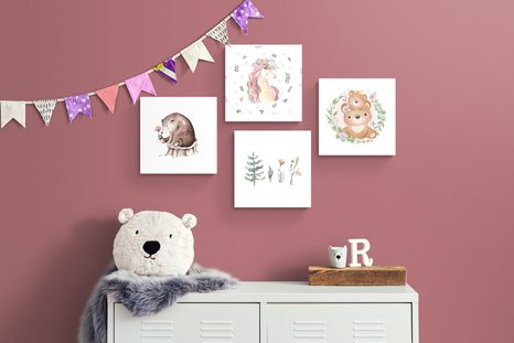 SET OBRAZOV ZVIERATKÁ V JEMNÝCH TÓNOCH - ZOSTAVY OBRAZOV - OBRAZY