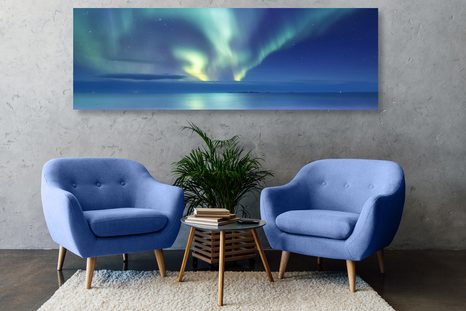 OBRAZ ZORZA POLARNA NAD OCEANEM - OBRAZY KOSMOSU I GWIAZD - OBRAZY