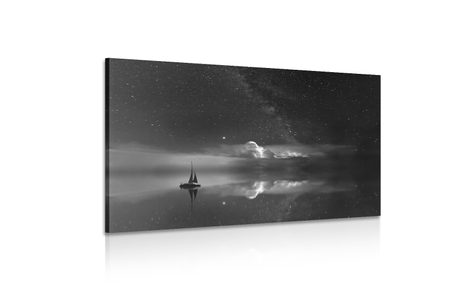 OBRAZ ŁÓDŹ NA MORZU W WERSJI CZARNO-BIAŁEJ - OBRAZY - 🔥 TOTALNA WYPRZEDAŻ