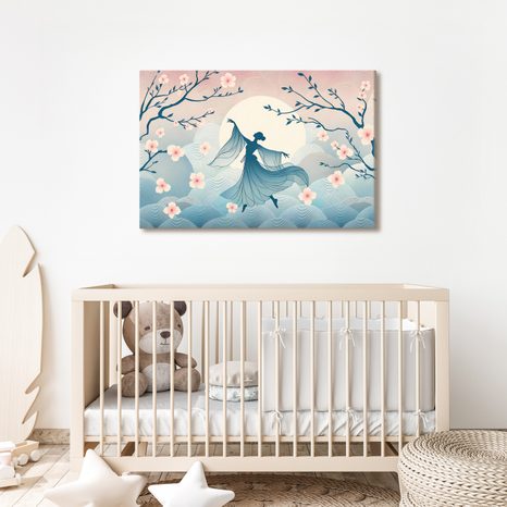 WANDBILD TÄNZERIN UNTER KIRSCHBAUM IM VOLLMOND - WANDBILDER FRAUEN - BILDER