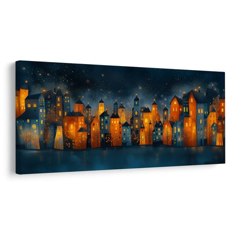 OBRAZ ZIMNÍ POHÁDKOVÁ VESNICE - BAREVNÉ DOMY - OBRAZY