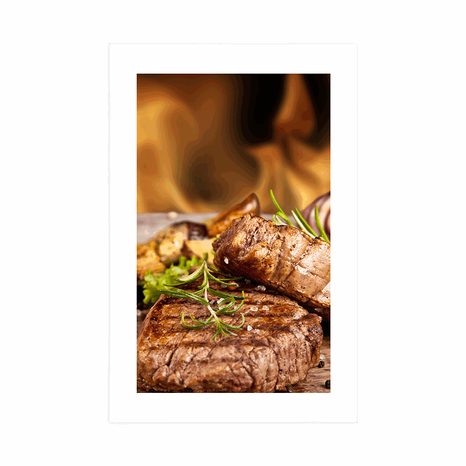 PLAKAT Z PASSE-PARTOUT GRILLOWANY STEK WOŁOWY - Z MOTYWEM KUCHENNYM - PLAKATY