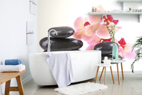 CARTA DA PARATI – PIETRE E ORCHIDEA - CARTA DA PARATI FENG SHUI - CARTA DA PARATI