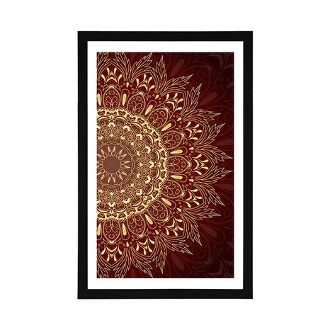 POSTER – MANDALA DORATA SU SFONDO BORDEAUX - FENG SHUI - POSTER