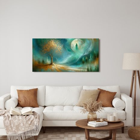 WANDBILD MAGISCHER LEBENSBAUM IN DER NACHT - BILDER BÄUME DES LEBENS - BILDER