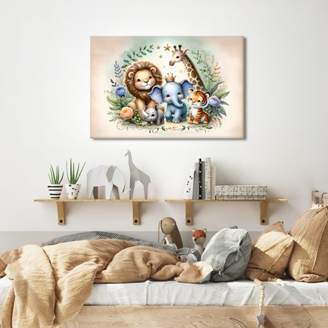 WANDBILD KINDER-SAFARI-TEAM - KINDERBILDER TIERE - BILDER