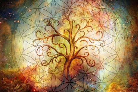 CANVAS PRINT TREE WITH FLOWER OF LIFE - OBRAZY STROMY ŽIVOTA - PICTURES