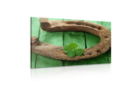 WANDBILD HUFEISEN UND EIN GLÜCKSKLEE - STILLLEBEN-BILDER - BILDER