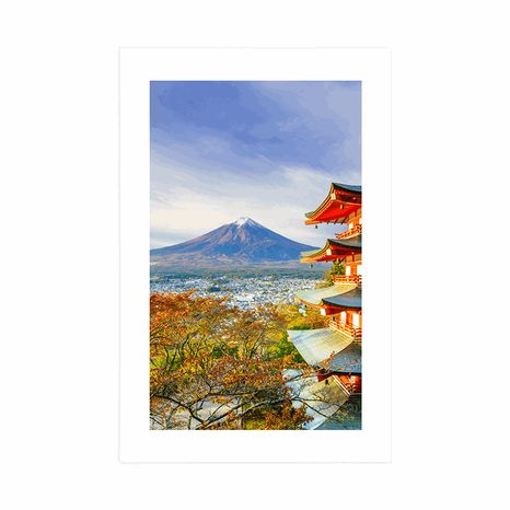 POSTER – VISTA SULLA PAGODA CHUREITO E SUL MONTE FUJI - NATURA - POSTER