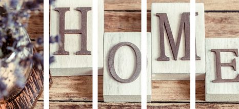 5-DÍLNÝ OBRAZ PÍSMENKA HOME - OBRAZY S CITÁTY A NÁPISY - OBRAZY