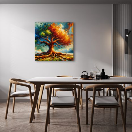OBRAZ BAREVNÝ STROM ŽIVOTA S KOŘENY - OBRAZY STROMY ŽIVOTA - OBRAZY