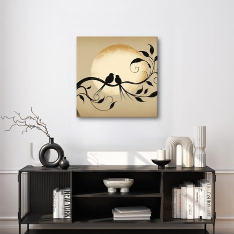 WANDBILD SILHOUETTEN IM MONDLICHT - BILDER VON VÖGELN - BILDER