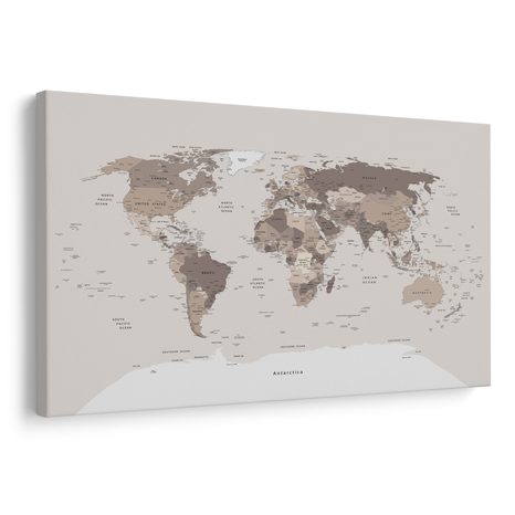 OBRAZ NA KORKU MAPA SVĚTA V BÉŽOVÉM PROVEDENÍ - PICTURES ON CORK - PICTURES