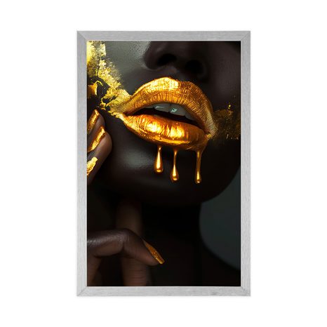 POSTER FRAU MIT GOLDENEN LIPPEN - FRAUEN - POSTER
