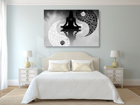 OBRAZ JIN A JANG JÓGA V ČERNOBÍLÉM PROVEDENÍ - ČERNOBÍLÉ OBRAZY - OBRAZY