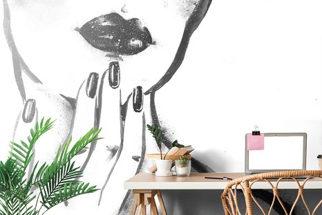 SAMOLEPÍCÍ TAPETA AKVARELOVÝ ČERNOBÍLÝ PORTRÉT ŽENY - SAMOLEPÍCÍ TAPETY - TAPETY