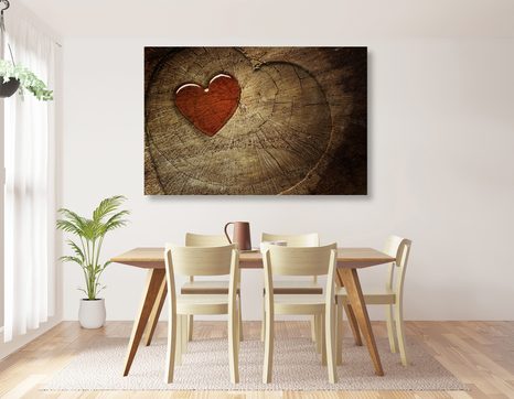 CANVAS PRINT HEART ON A STUMP - PICTURES OF NATURE AND LANDSCAPE - PICTURES