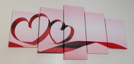 5-TEILIGES WANDBILD HERZ MIT EINER SCHLEIFE - BILDER MIT LIEBESMOTIVEN - BILDER