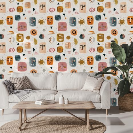 SAMOLJEPLJIVA TAPETA APSTRAKTNA LICA I GEOMETRIJA - DJEČJE TAPETE - TAPETE