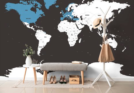 TAPETA MODERNÁ MAPA S MODRÝM KONTRASTOM - TAPETY MAPY - TAPETY