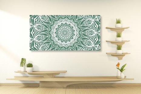 OBRAZ MANDALA HARMONIE NA ZELENÉM POZADÍ - OBRAZY FENG SHUI - OBRAZY