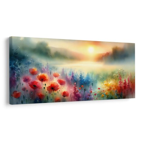 OBRAZ ZÁŘIVÁ KVĚTINOVÁ KRAJINA - OBRAZY VÝCHOD A ZÁPAD SLUNCE - OBRAZY