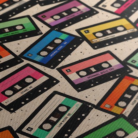 WANDBILD BUNTE RETRO-KASSETTEN - MUSIKBILDER - BILDER