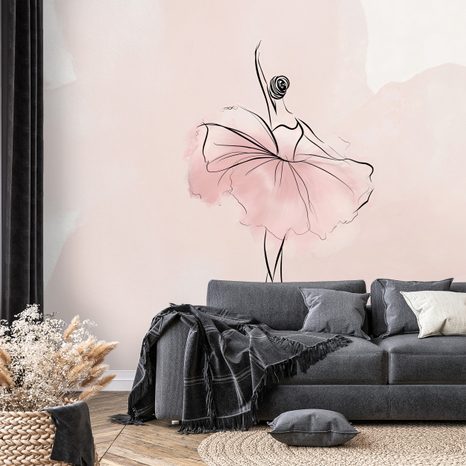 TAPETE ELEGANTE BALLERINA IM ROSA ROCK - TAPETEN MIT MENSCHEN UND PROMIS - TAPETEN