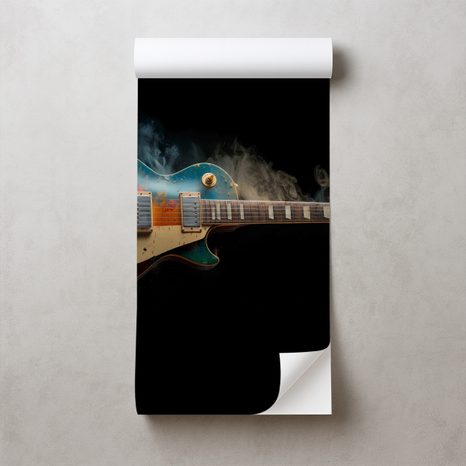 SELBSTKLEBENDE FOTOTAPETE BUNTE E-GITARRE IM RAUCH - MUSIK FOTOTAPETEN - TAPETEN