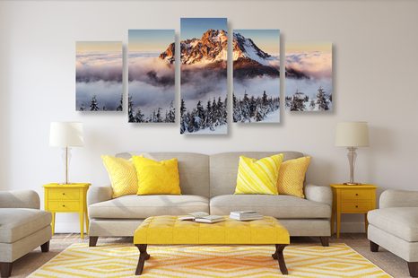5-TEILIGES WANDBILD RIESENGEBIRGE UNTER DER SCHNEEDECKE - BILDER VON NATUR UND LANDSCHAFT - BILDER