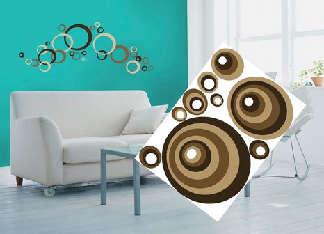 DECORATIVE WALL STICKERS BROWN CIRCLES - STICKERS