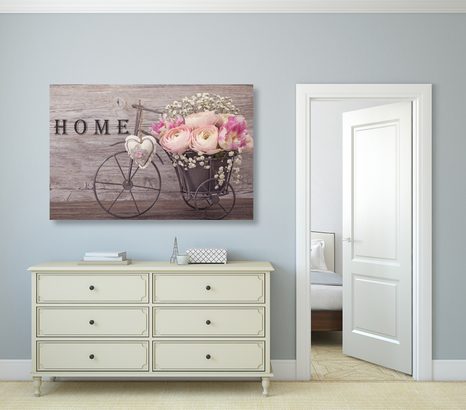 SLIKA ČUDOVITE ROŽE V VINTAGE VAZI Z NAPISOM - SLIKE Z NAPISI IN CITATI - SLIKE