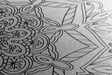 KÉP MANDALA TÉLI MOTÍVUMMAL FEKETE FEHÉRBEN - FEKETE-FEHÉR KÉPEK - KÉPEK