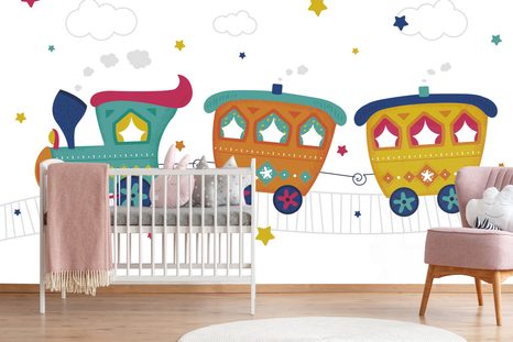 TAPETA PASTELOVÝ VLÁČEK - DĚTSKÉ TAPETY - TAPETY