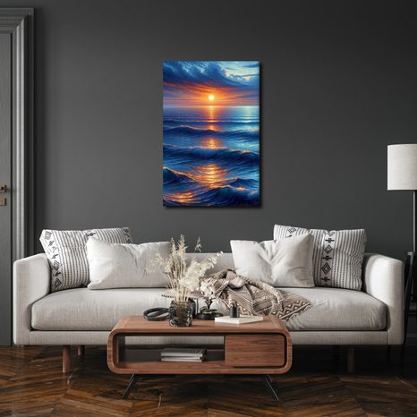 OBRAZ SLUNEČNÍ ODRAZ NA VLNÁCH - OBRAZY VÝCHOD A ZÁPAD SLUNCE - OBRAZY