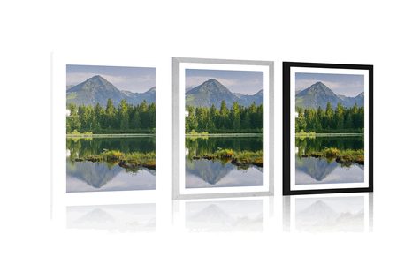 POSTER WITH MOUNT BEAUTIFUL PANORAMA OF THE MOUNTAINS BY THE LAKE - NATURE - POSTERS