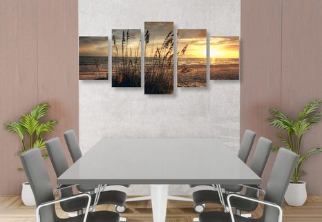 5-DELNA SLIKA SONČNI ZAHOD NA PLAŽI - SLIKE NARAVE IN POKRAJINE - SLIKE