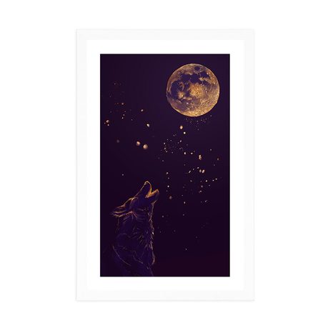 POSTER MIT PASSEPARTOUT WOLF BEI VOLLMOND - MOTIVE AUS UNSERER WERKSTATT - POSTER