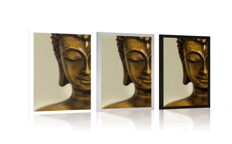 POSTER BRONZEKOPF VON BUDDHA - FENG SHUI - POSTER