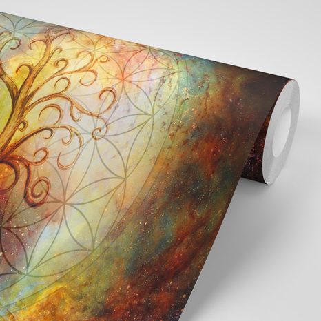 SELF ADHESIVE WALLPAPER TREE WITH A FLOWER OF LIFE - SELF-ADHESIVE WALLPAPERS - WALLPAPERS