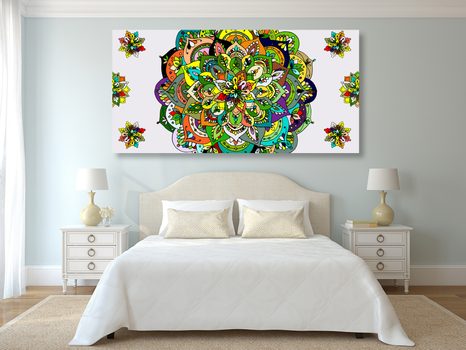WANDBILD GRÜNES MANDALA - BILDER MIT FENG SHUI-MOTIVEN - BILDER