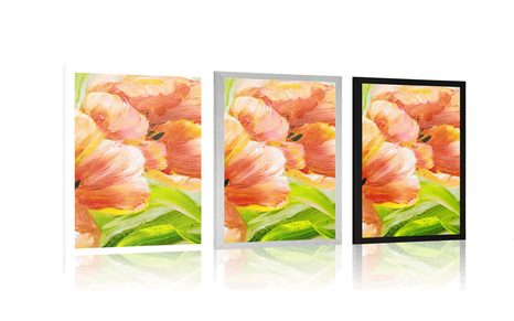 POSTER ROTE TULPEN IM VINTAGE-DESIGN - BLUMEN - POSTER